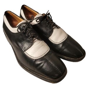 Vintage Two Tone Black White Lace Up Oxford Shoes/Olivier Italian Made Shoes